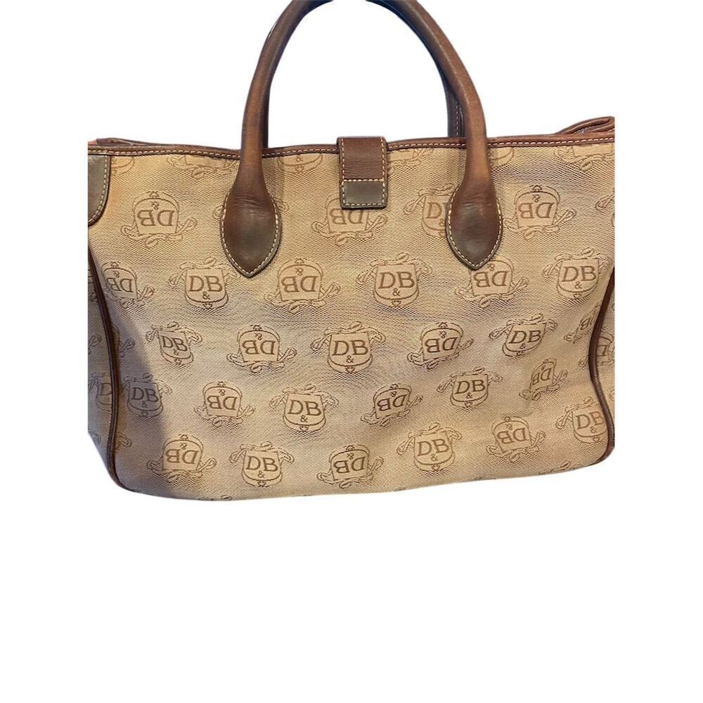 Vintage Dooney & Bourke Large Brown Monogram Satchel Tote Bag - Picture 7 of 11